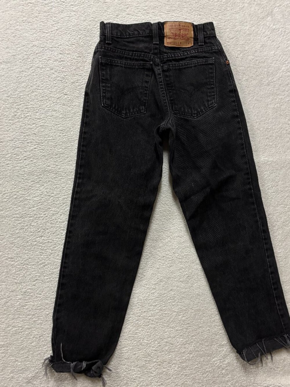 Vintage Levi's 550 Black Jeans Made in USA Women's 3 Long Raw Hem Tapered High